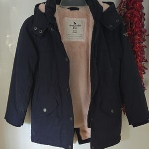 Abercrombie & Fitch Kids Dark Blue Puffer with Soft Pink Interior